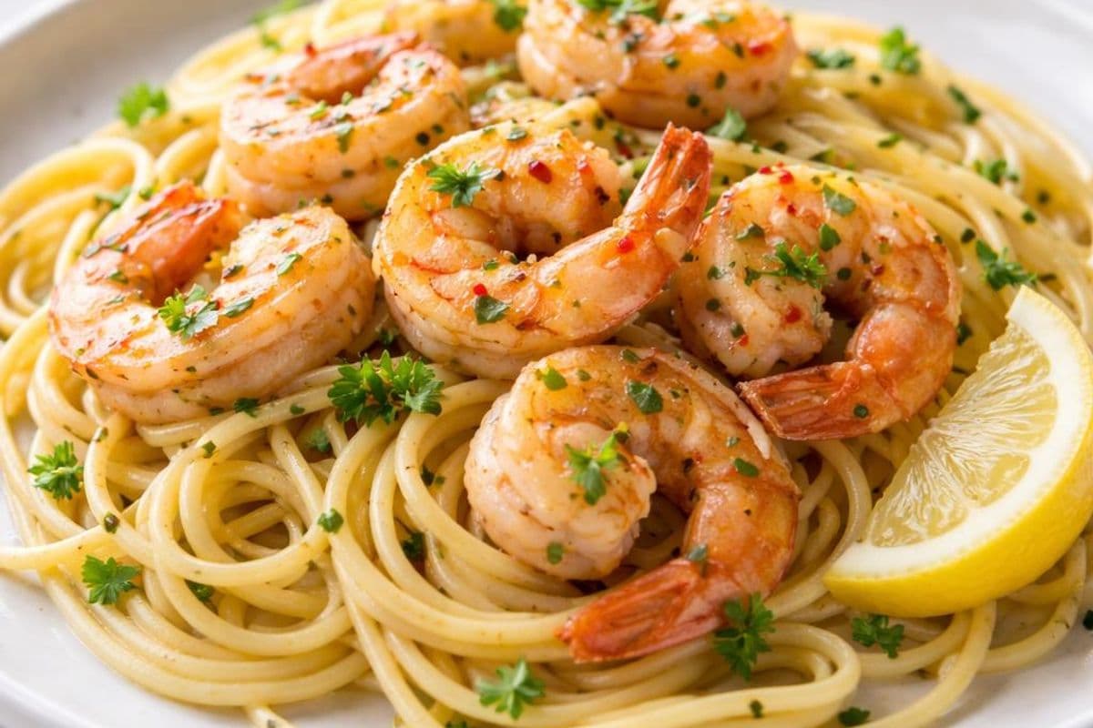 Garlic Butter Shrimp with Lemon Pasta