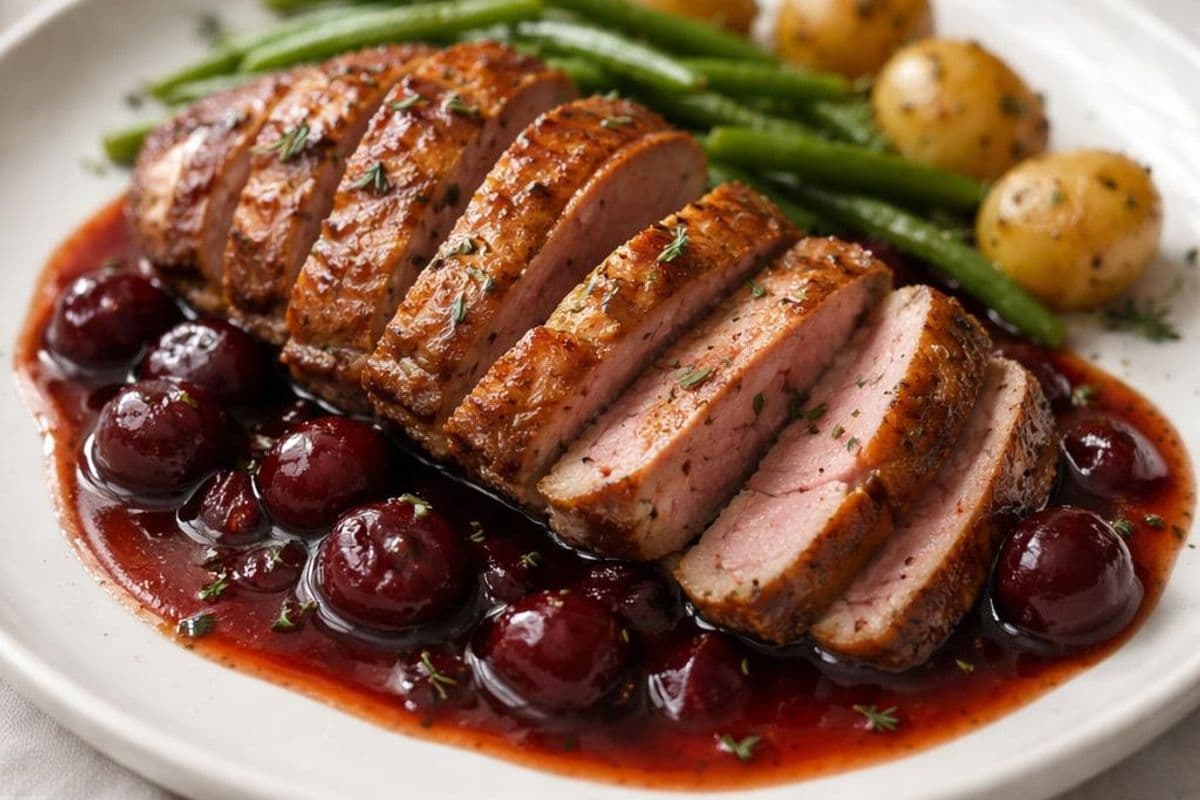 Pan-Seared Duck Breast with Cherry Port Sauce