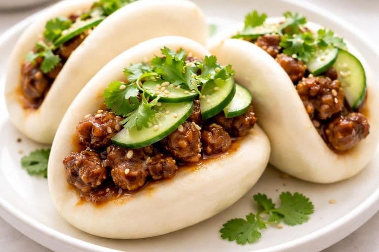 Homemade Steamed Bao Buns with Savory Pork Filling