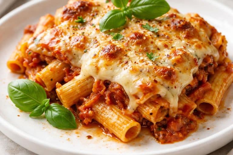 Cheesy Tomato Pasta Bake with Blended Roasted Vegetables